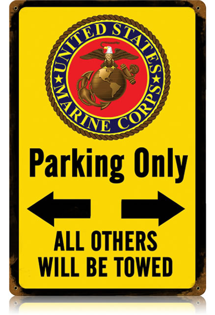 "US Marine Corp Parking Only" Vintage Metal Sign